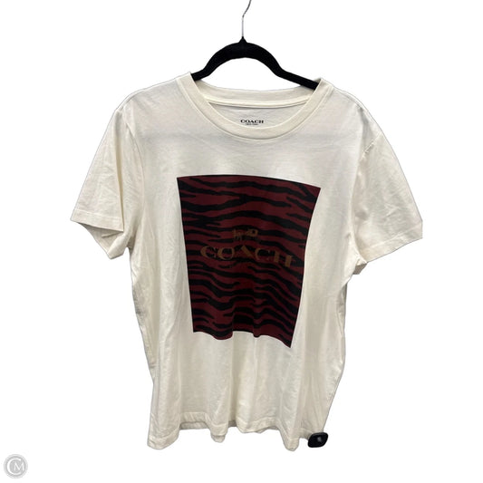Top Short Sleeve Designer By Coach In Beige, Size: L