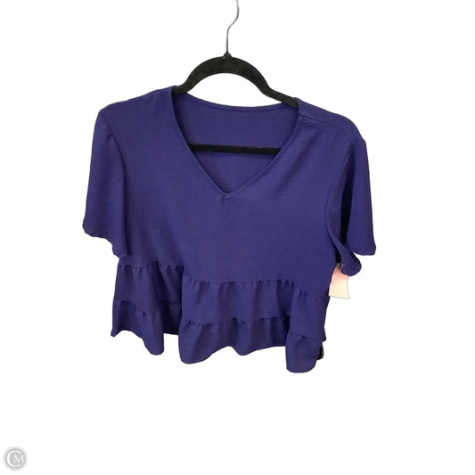 Top Short Sleeve By Shein In Navy, Size: L
