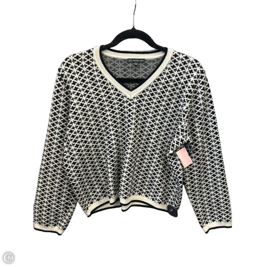 Sweater By Adrianna Papell In Black & White, Size: L