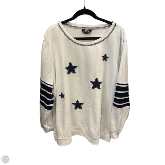 Top Long Sleeve By Bloomchic In Blue & White, Size: 3x