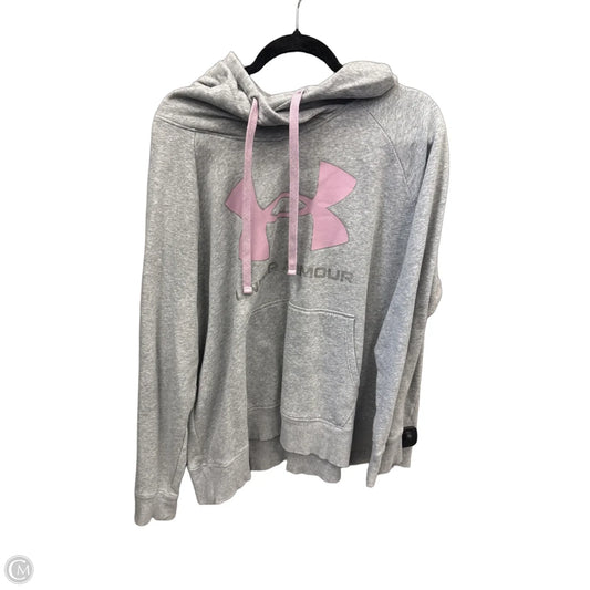 Athletic Sweatshirt Hoodie By Under Armour In Grey, Size: 2x