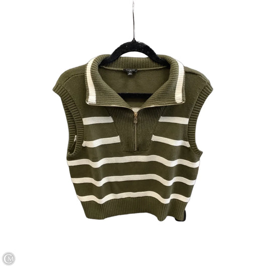 Vest Sweater By Talbots In Green & White, Size: Mp
