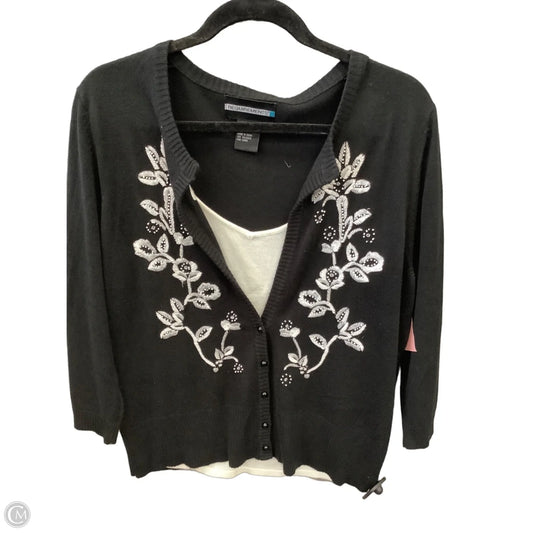 Cardigan By Requirements In Black & White, Size: L