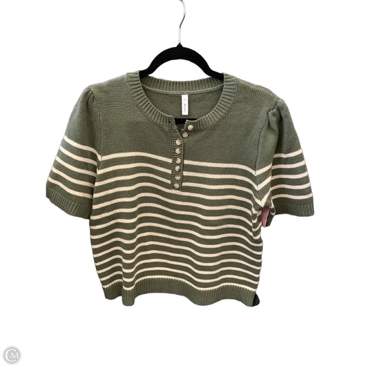 Sweater Short Sleeve By Wishlist In Green & Tan, Size: L