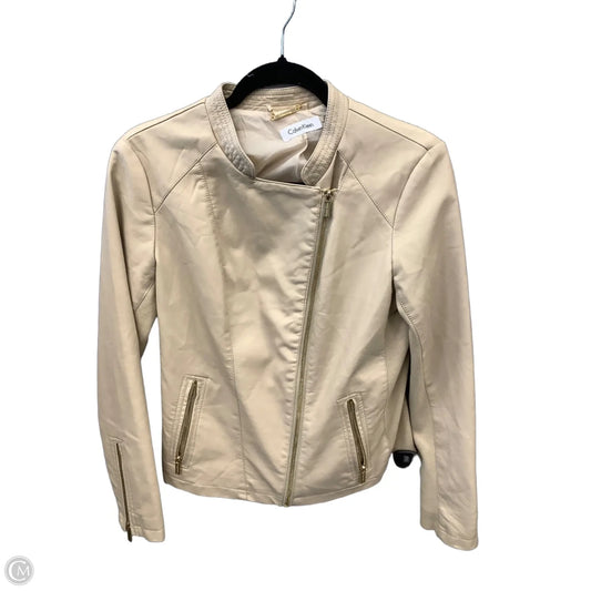 Jacket Leather By Calvin Klein In Beige, Size: Sp