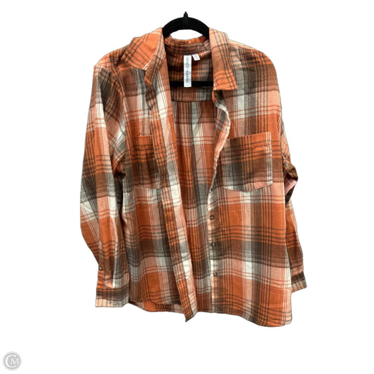 Top Long Sleeve By Grace + Karma In Plaid Pattern, Size: 1x