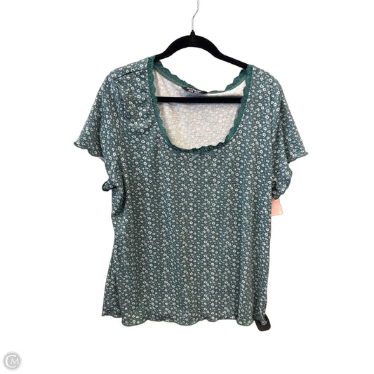 Top Short Sleeve By Bloomchic In Green & White, Size: 2x