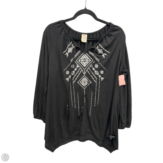 Top Long Sleeve By Faded Glory In Black, Size: 1x