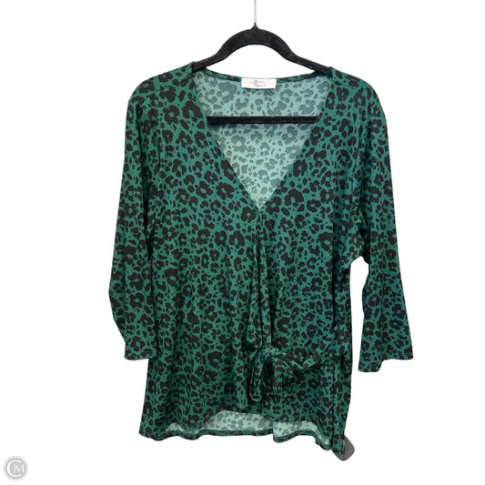 Top Long Sleeve By Beacon Apparel In Leopard Print, Size: 1x