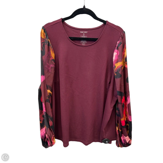 Top Long Sleeve By Nine West In Maroon, Size: 2x