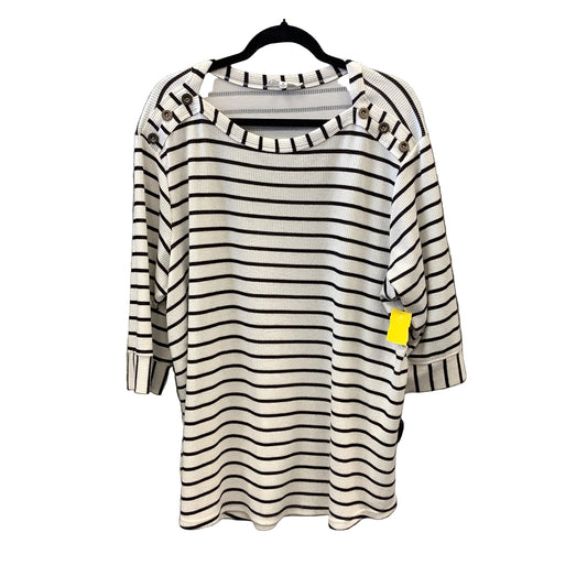 Top Long Sleeve By Jane And Delancey In Black & White, Size: 2x