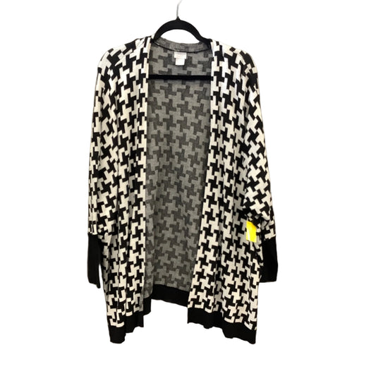 Cardigan By Chicos In Black & White, Size: L