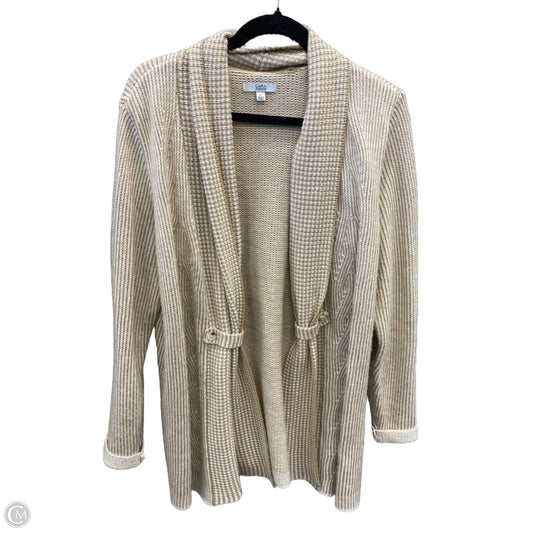 Cardigan By Croft And Barrow In White & Yellow, Size: L