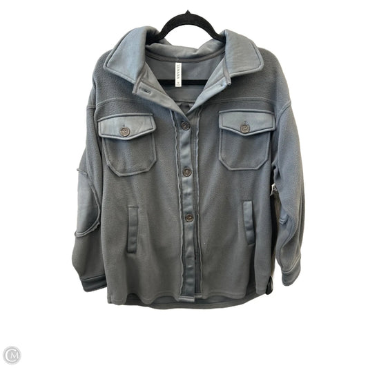 Jacket Shirt By Zenana In Grey, Size: M