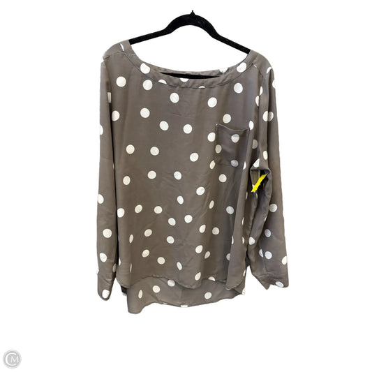 Top Long Sleeve By Loft In Grey & White, Size: Xl