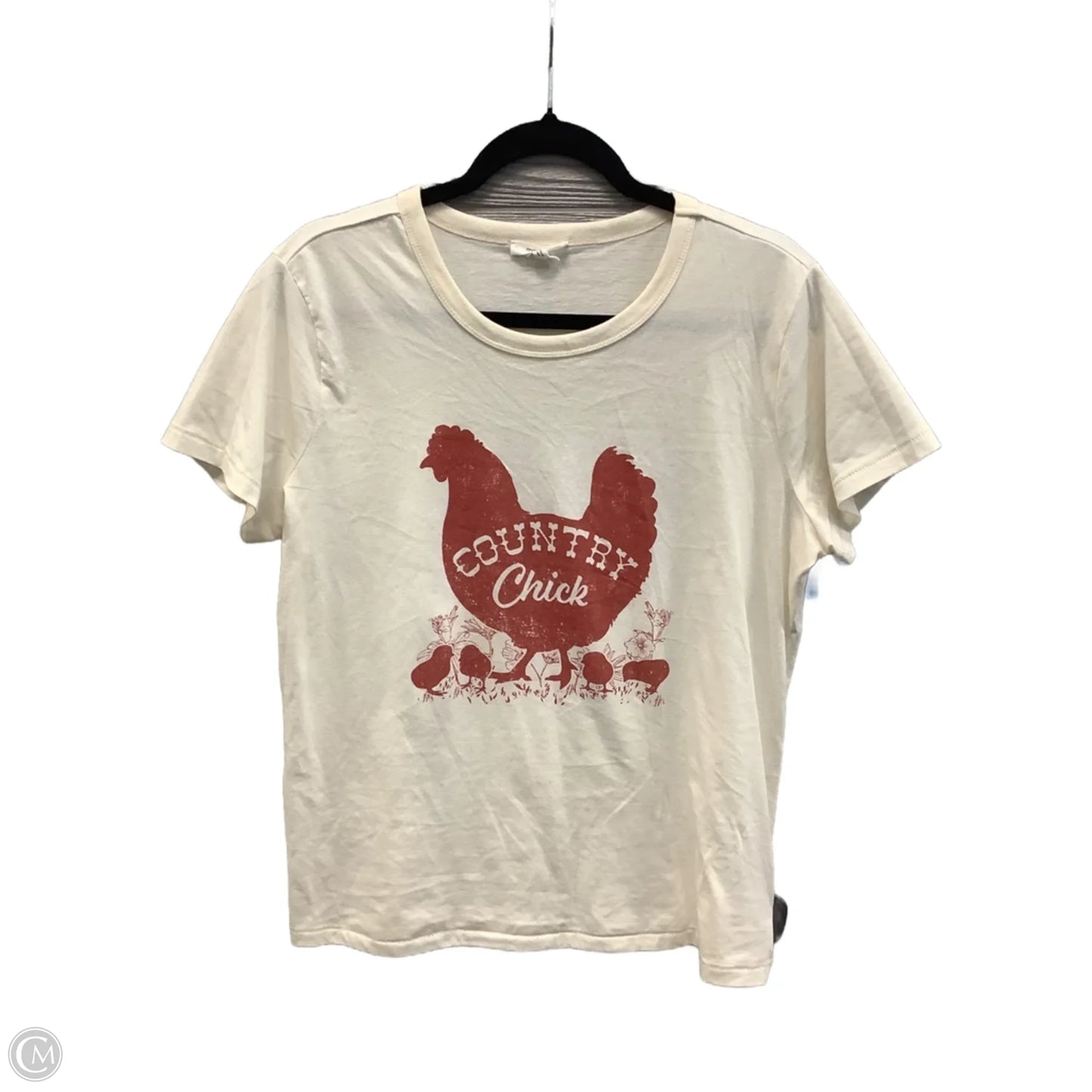 Top Short Sleeve By Maurices In Cream, Size: L