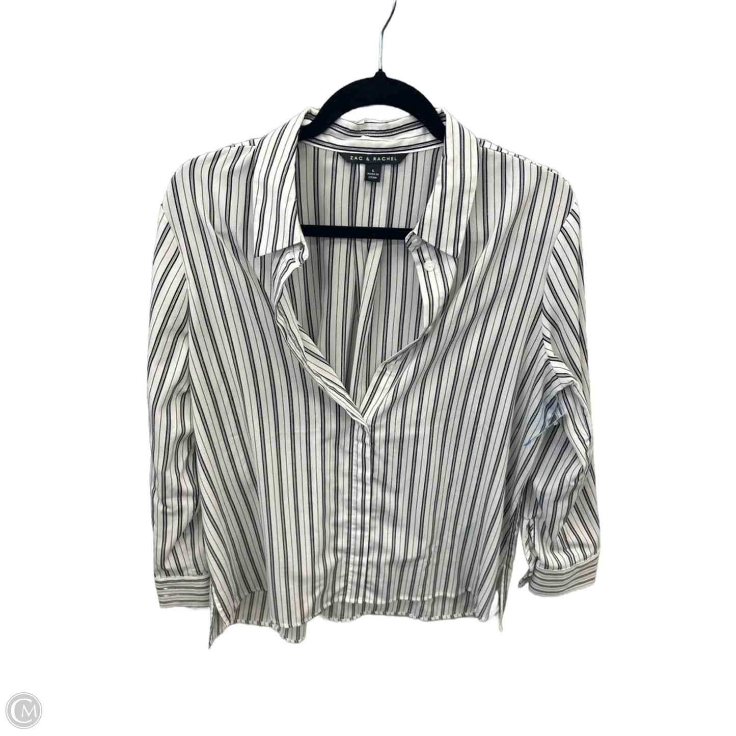 Top Long Sleeve By Zac And Rachel In Striped Pattern, Size: L
