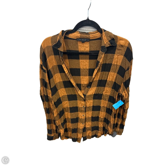 Top Long Sleeve By Jane And Delancey In Plaid Pattern, Size: L
