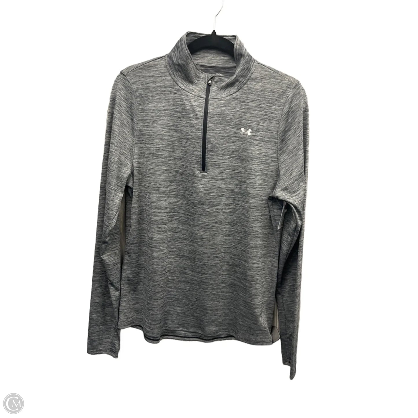 Athletic Top Long Sleeve Collar By Under Armour In Grey, Size: L