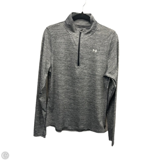 Athletic Top Long Sleeve Collar By Under Armour In Grey, Size: L