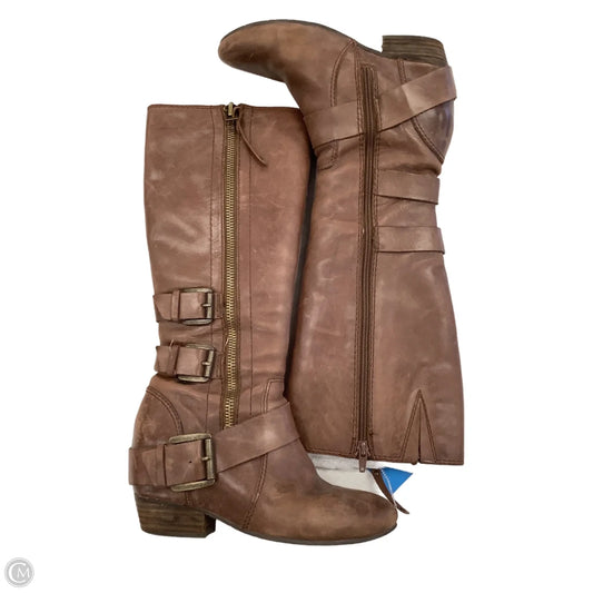 Boots Mid-calf Flats By Clothes Mentor In Brown, Size: 8.5