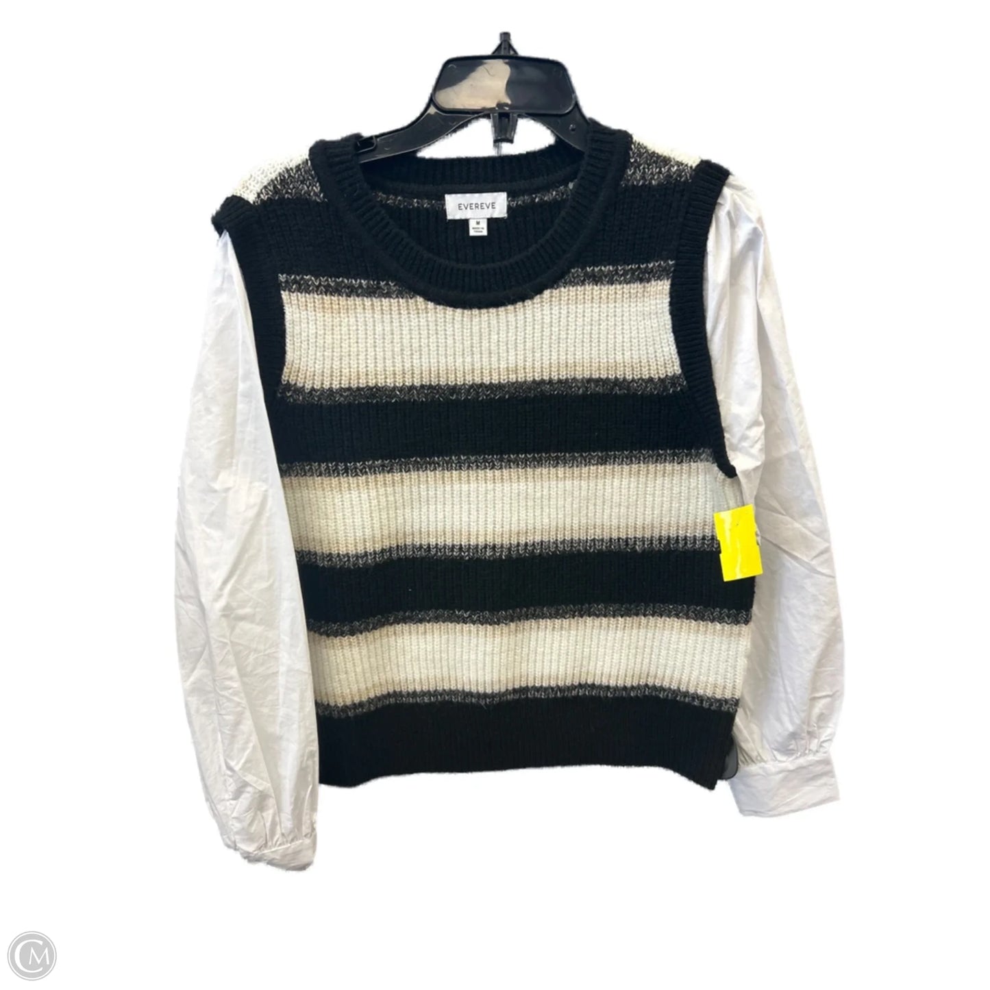 Top Long Sleeve By Evereve In Striped Pattern, Size: M