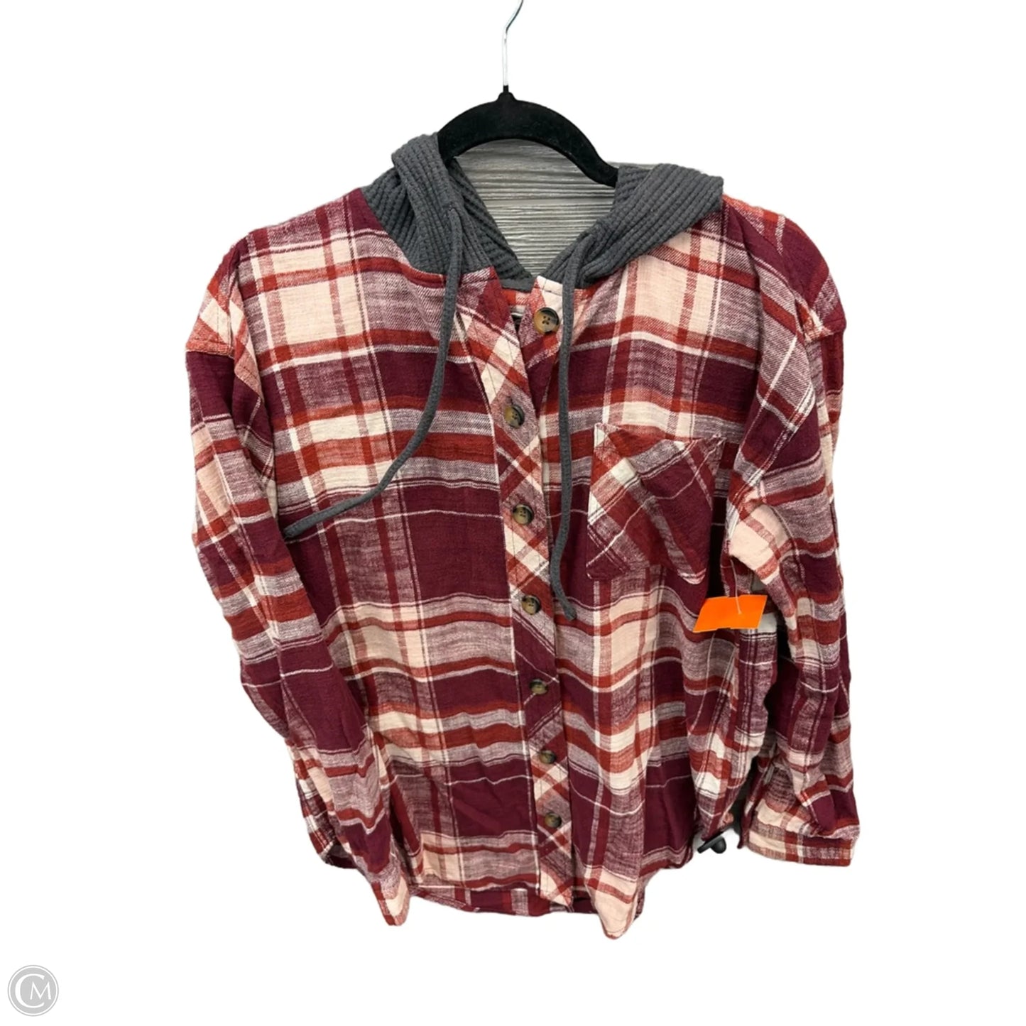 Top Long Sleeve By Maurices In Plaid Pattern, Size: M
