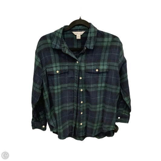 Top Long Sleeve By Old Navy In Plaid Pattern, Size: Mp