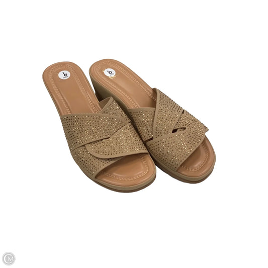 Sandals Heels Wedge By New York And Co In Tan, Size: 9