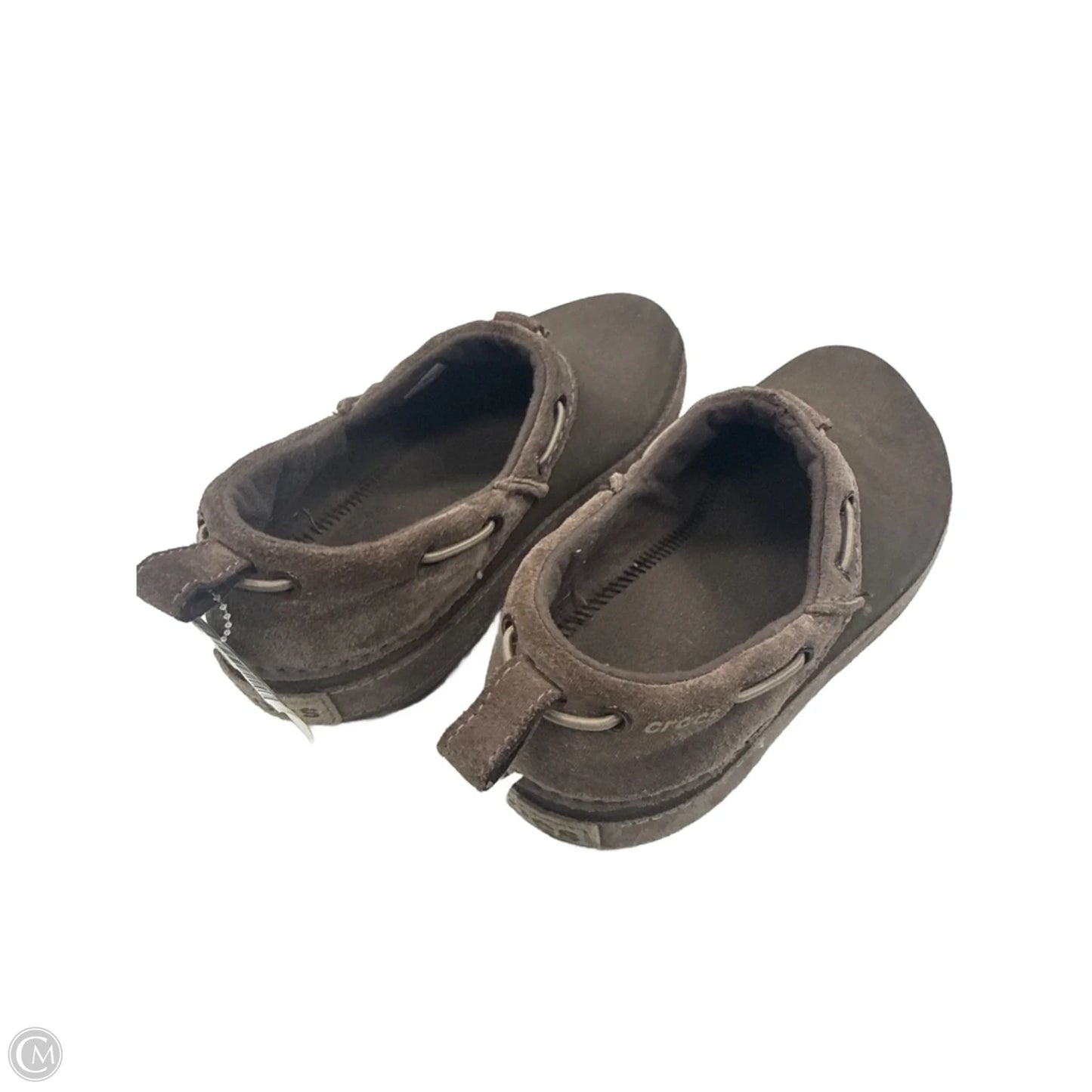 Shoes Flats By Crocs In Brown, Size: 9