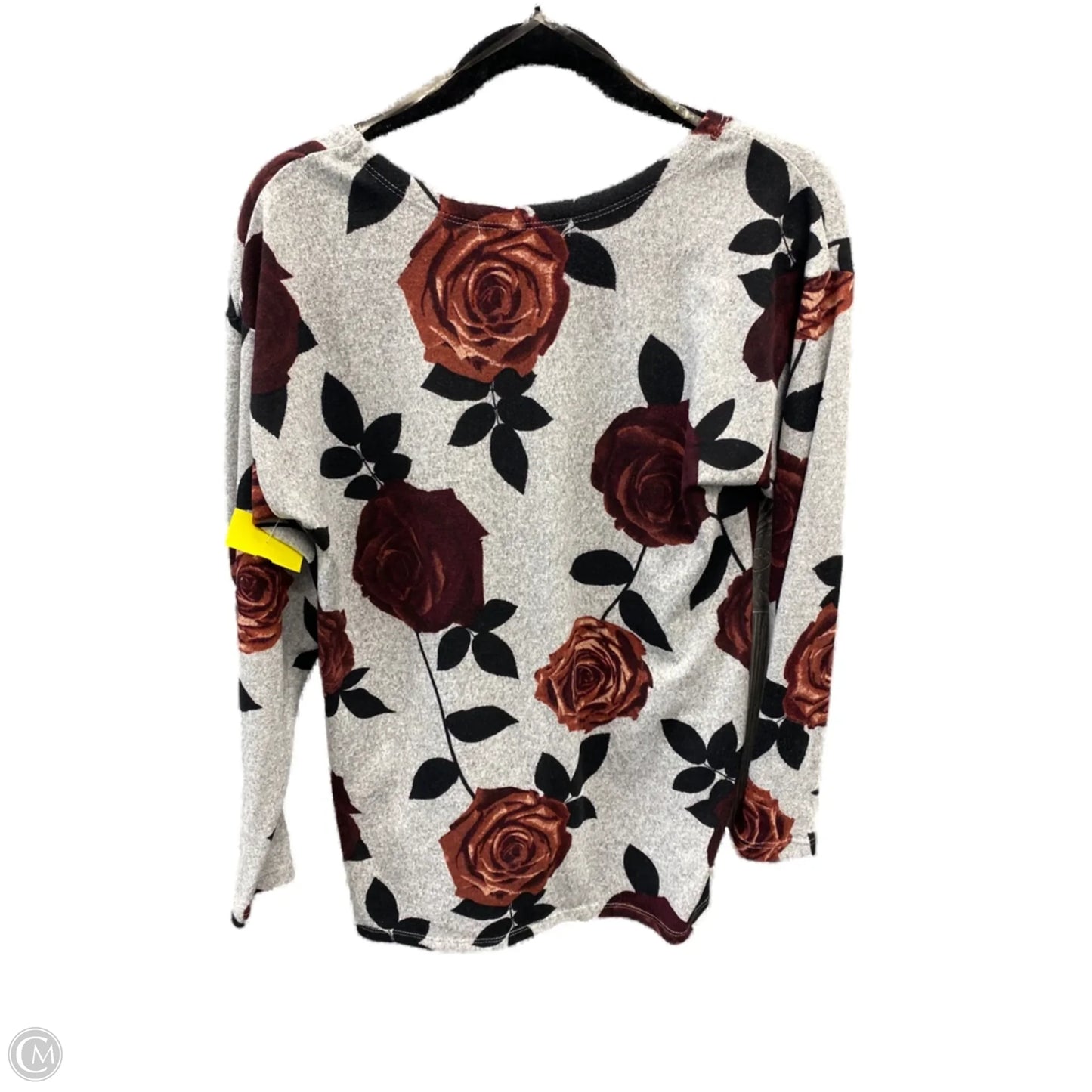 Top Long Sleeve By Absolutely Famous In Grey, Size: S