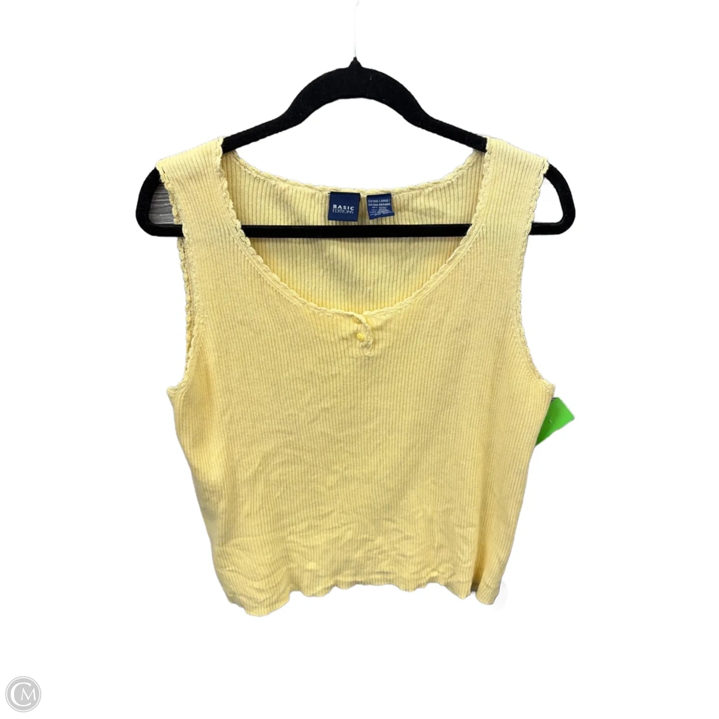Top Sleeveless By Basic Editions In Yellow, Size: Xl