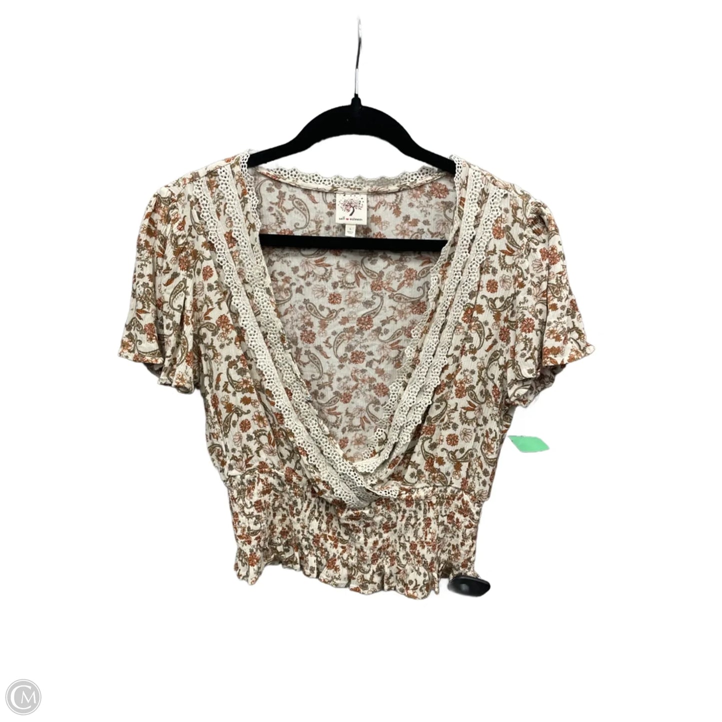 Top Short Sleeve By Self Esteem In Floral Print, Size: L