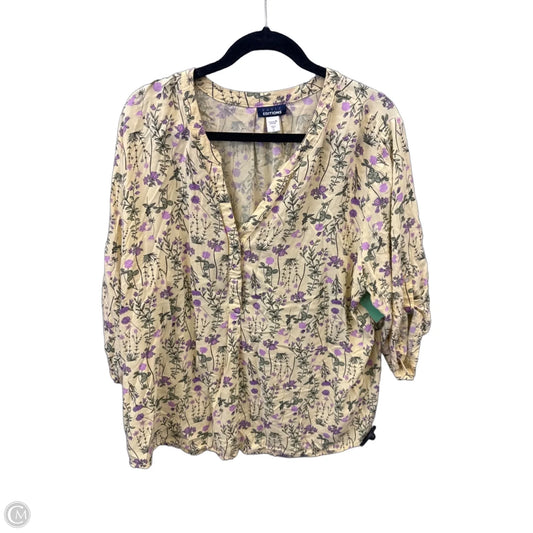 Top Short Sleeve By Basic Editions In Yellow, Size: 1x