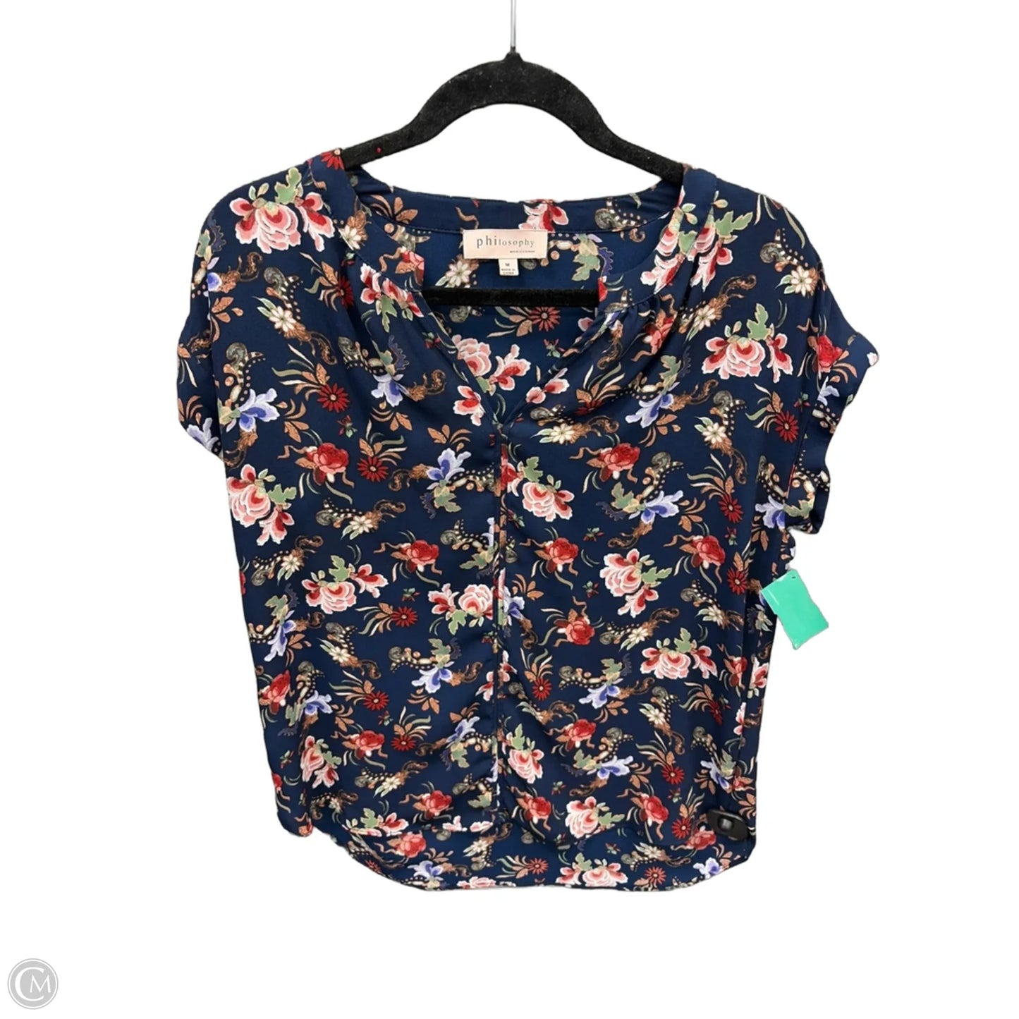 Blouse Short Sleeve By Philosophy In Blue, Size: M