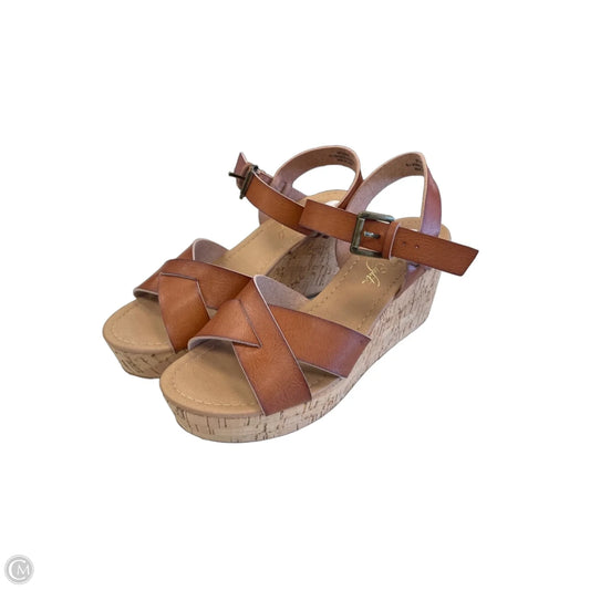 Sandals Heels Wedge By Clothes Mentor In Brown, Size: 8
