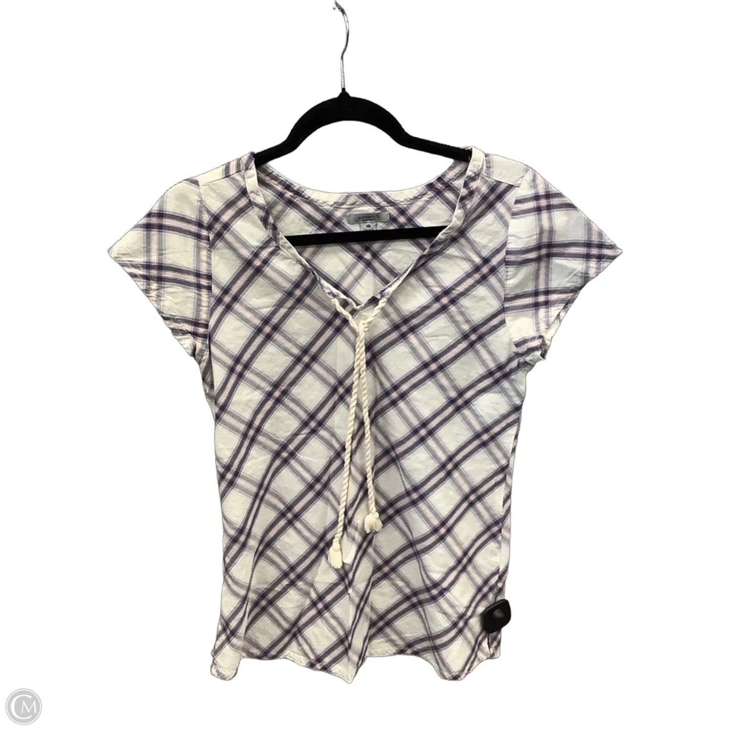 Top Short Sleeve By Carhartt In Plaid Pattern, Size: Xs