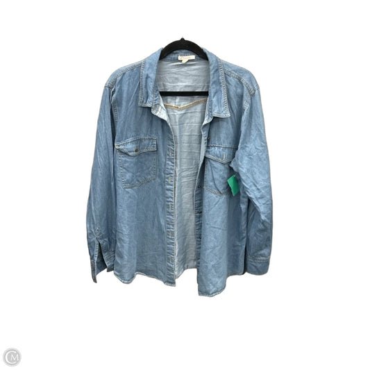 Top Long Sleeve By Maurices In Blue Denim, Size: Xxl