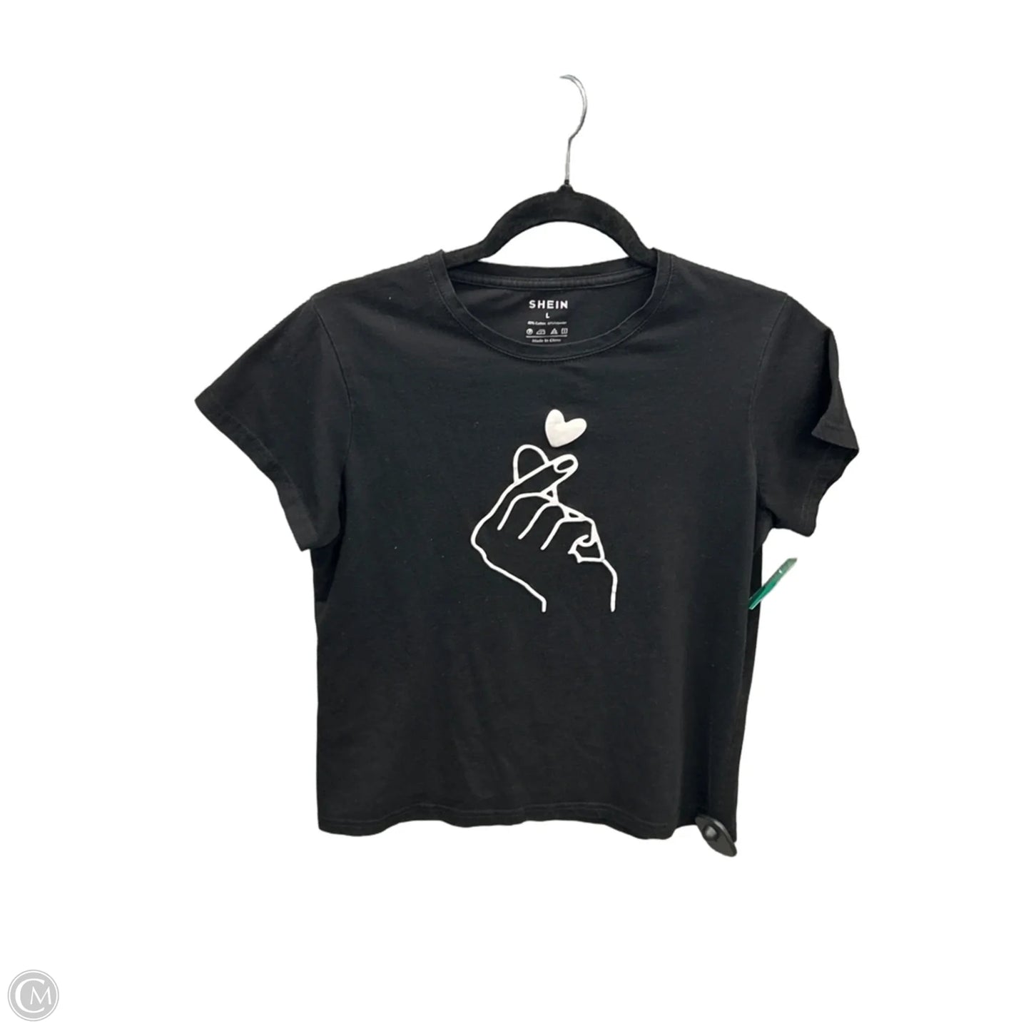 Top Short Sleeve By Shein In Black, Size: L
