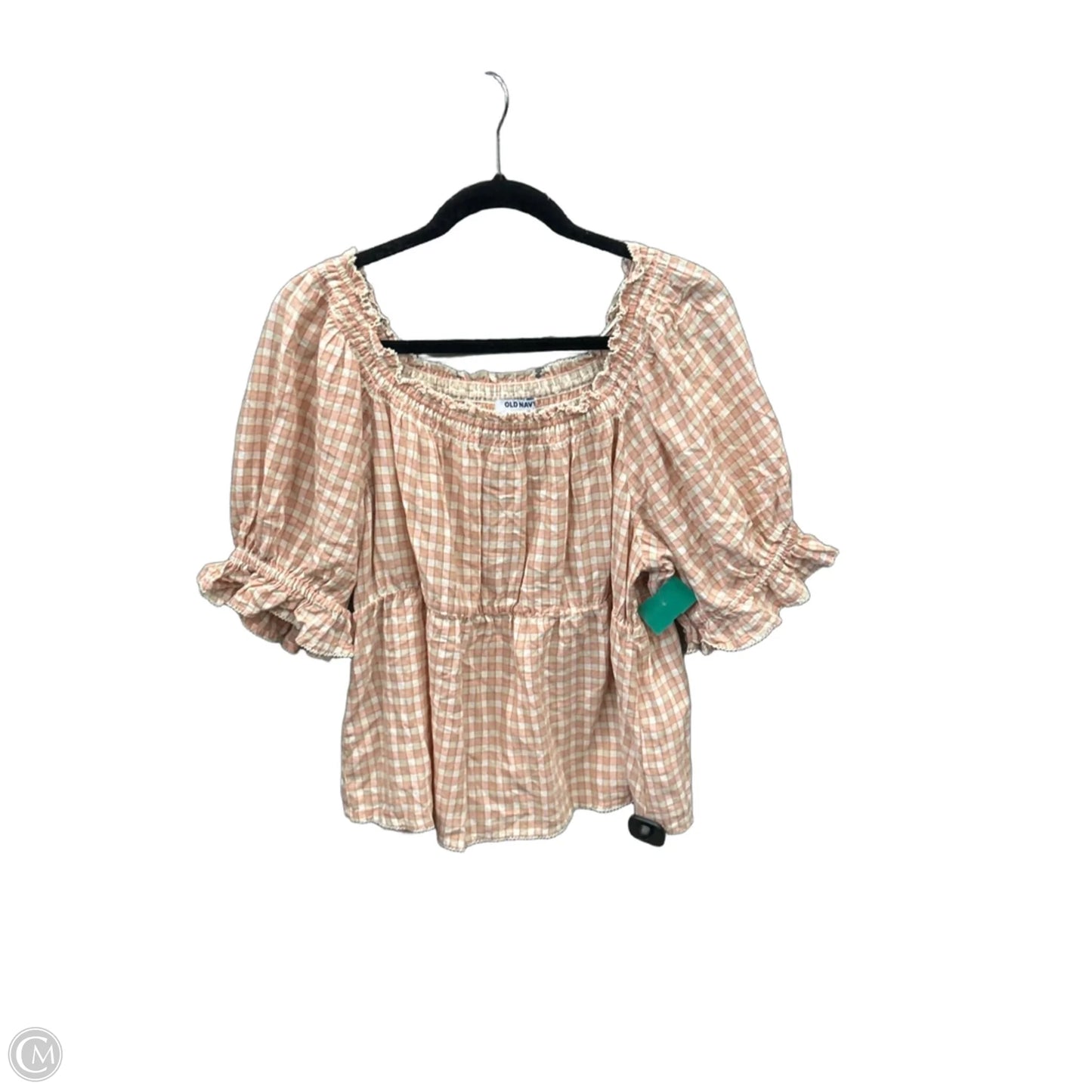 Top Short Sleeve By Old Navy In Plaid Pattern, Size: L