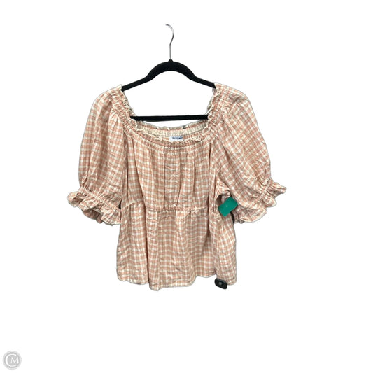 Top Short Sleeve By Old Navy In Plaid Pattern, Size: L