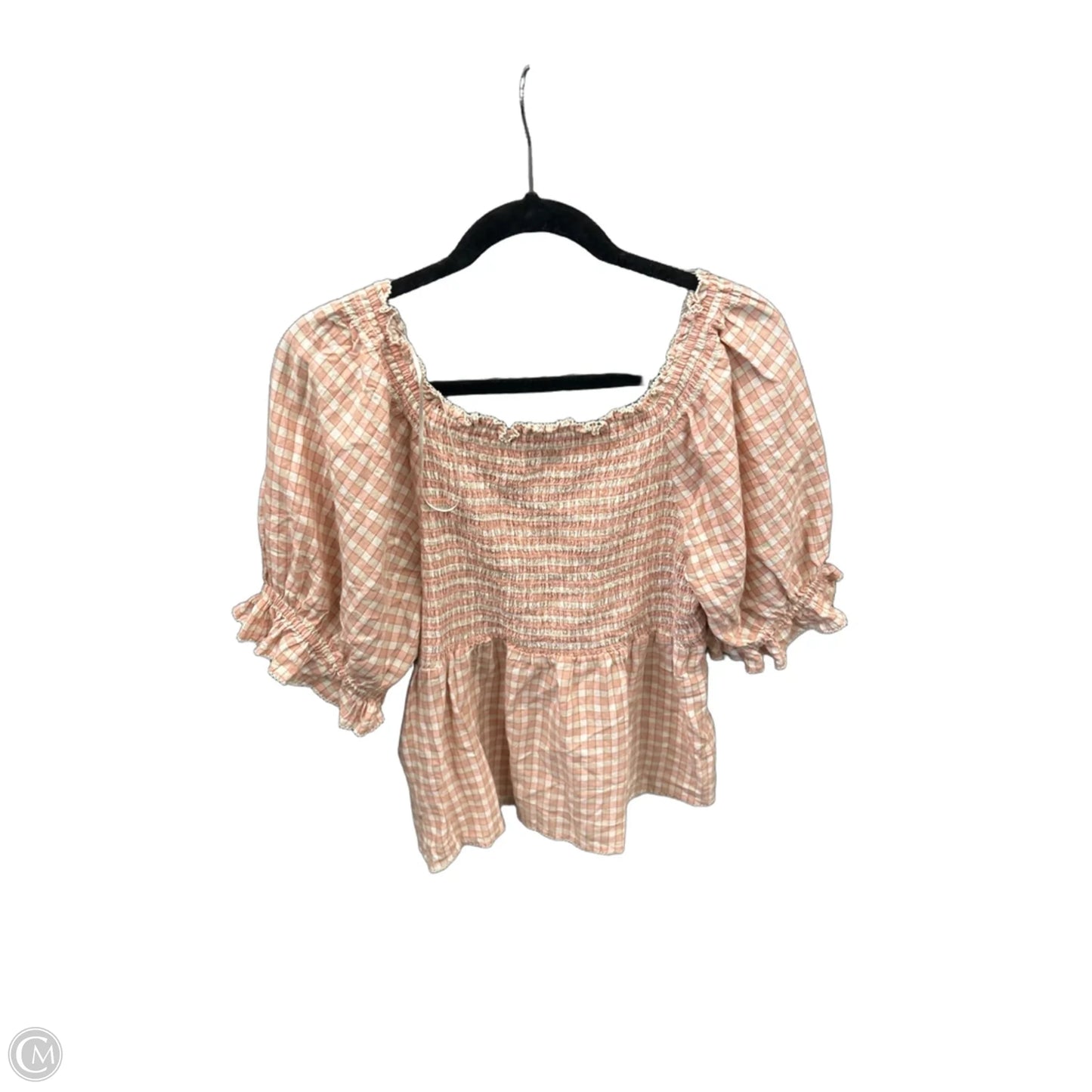 Top Short Sleeve By Old Navy In Plaid Pattern, Size: L