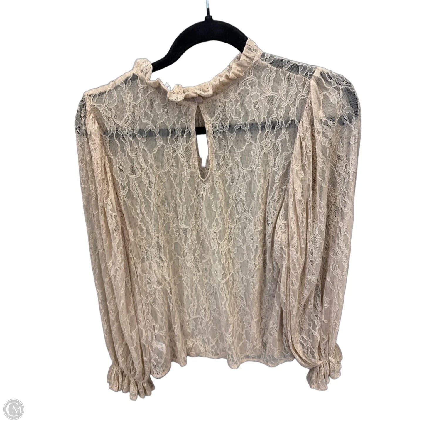 Blouse Long Sleeve By Iris In Tan, Size: L
