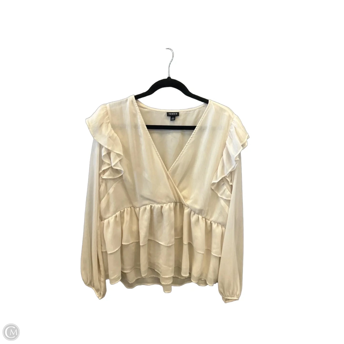 Blouse Long Sleeve By Torrid In Cream, Size: 2x