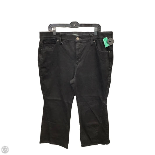 Jeans Flared By Terra & Sky In Black Denim, Size: 18
