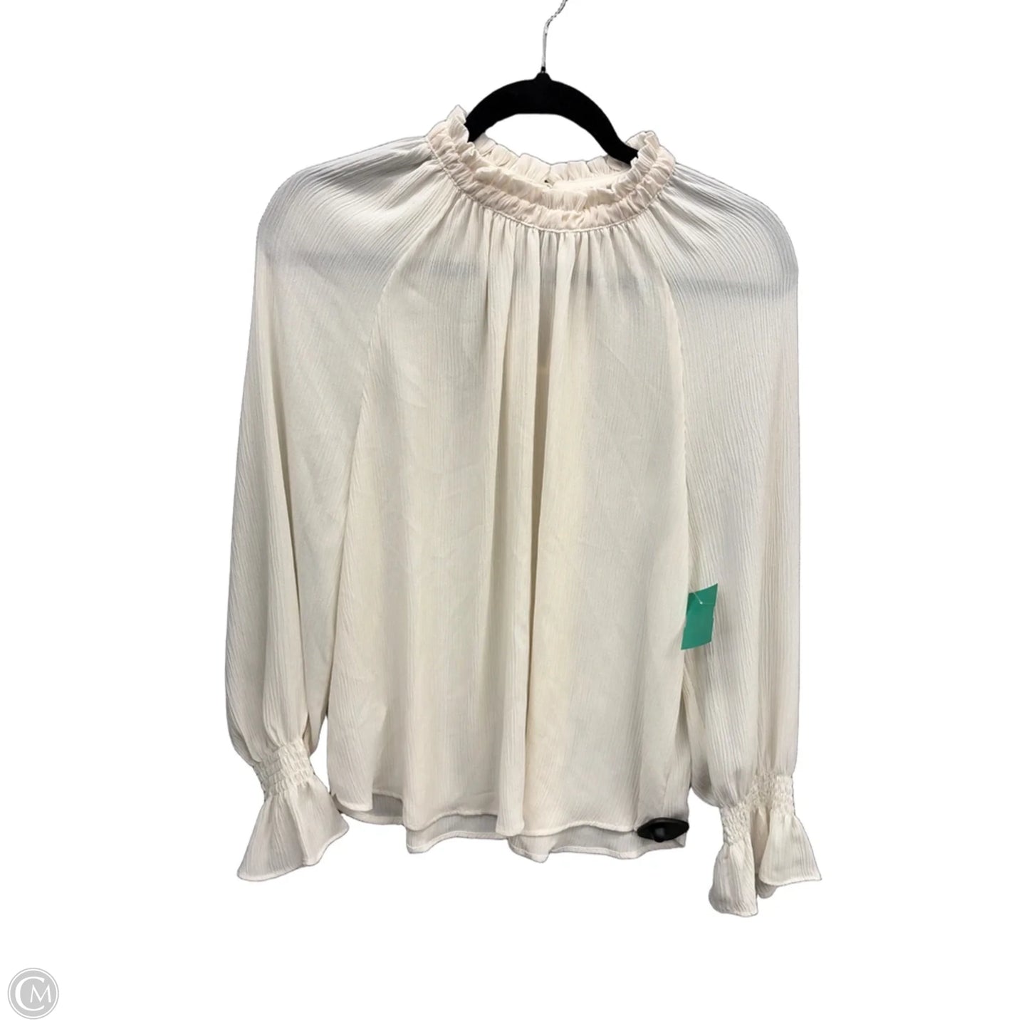 Blouse Long Sleeve By Loft In Cream, Size: Lp