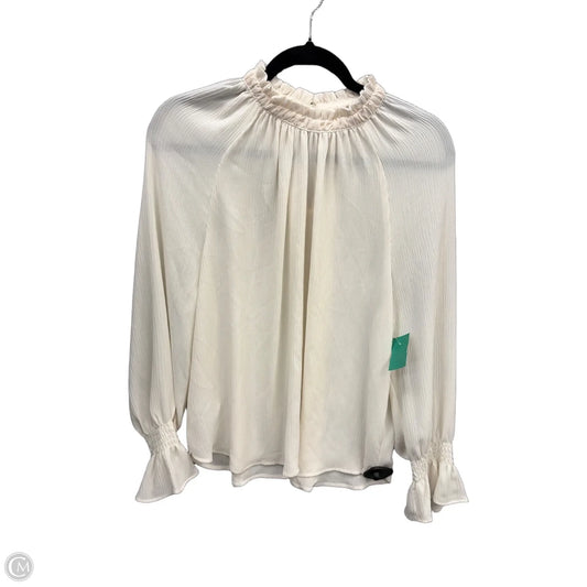 Blouse Long Sleeve By Loft In Cream, Size: Lp