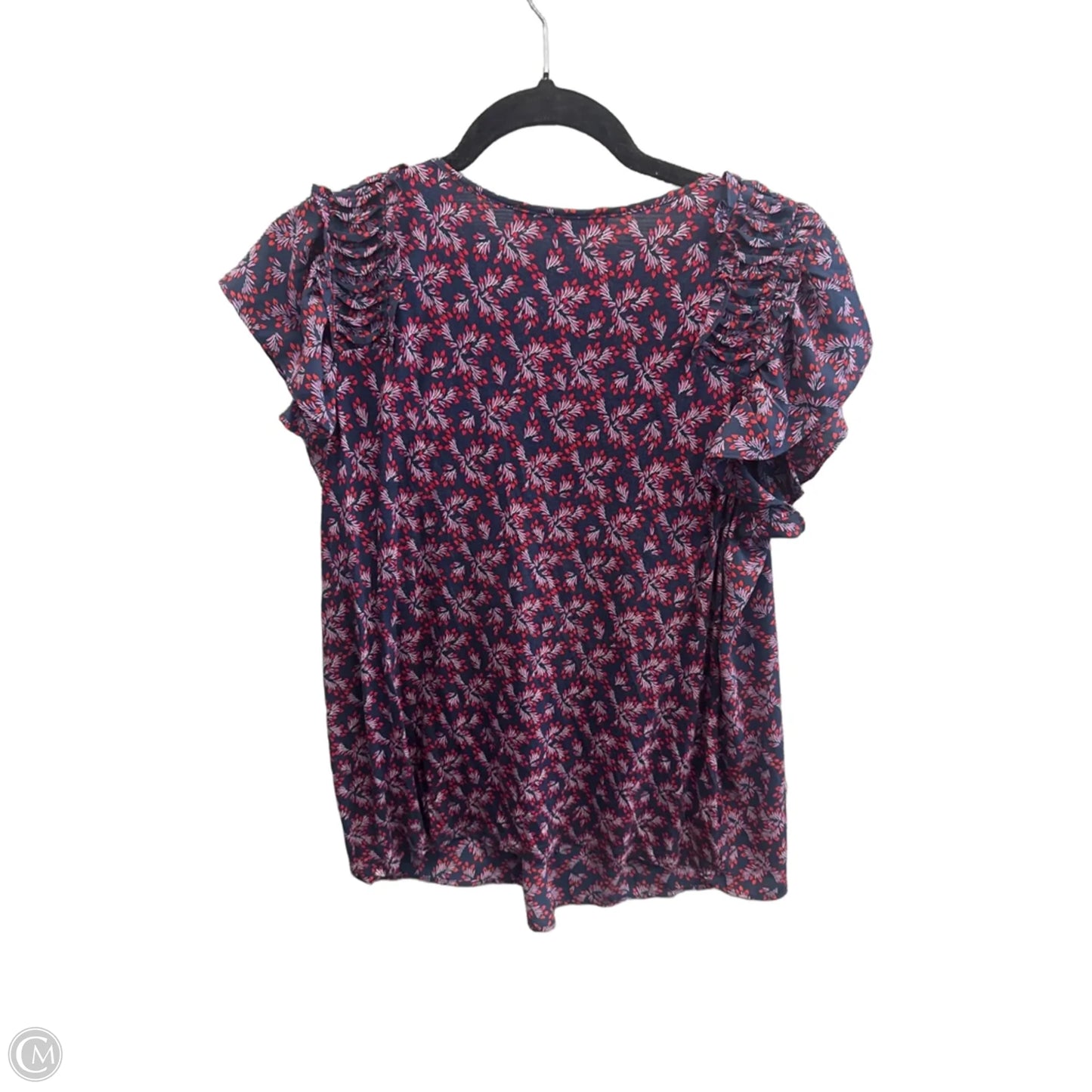Top Short Sleeve By Loft In Navy, Size: L