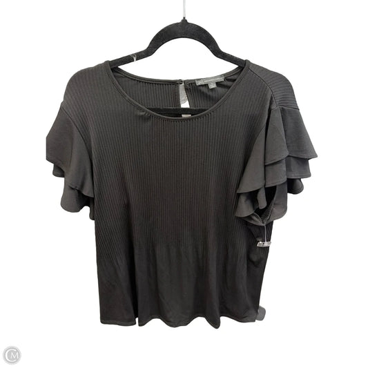 Top Short Sleeve By Adrianna Papell In Black, Size: Xl