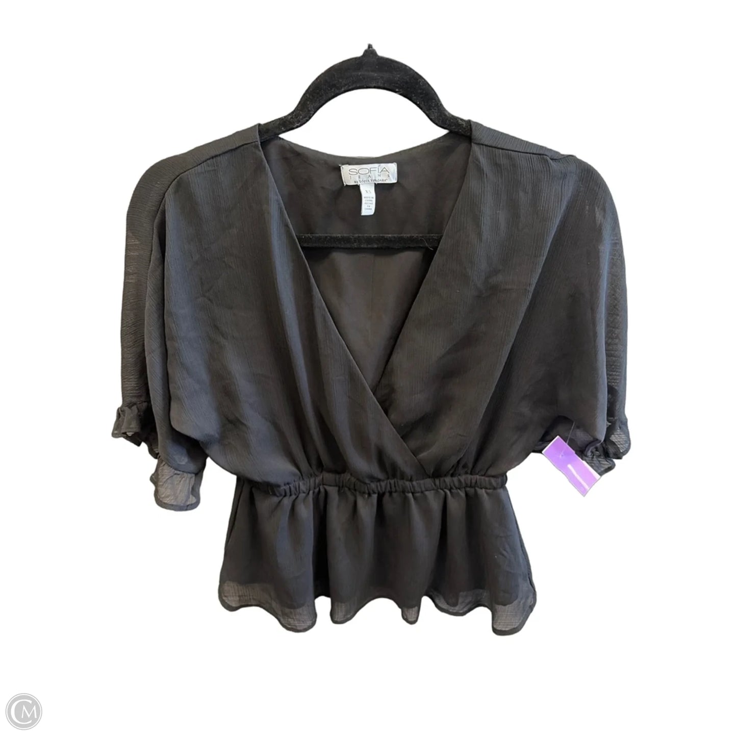 Blouse Short Sleeve By Sofia By Sofia Vergara In Black, Size: Xs